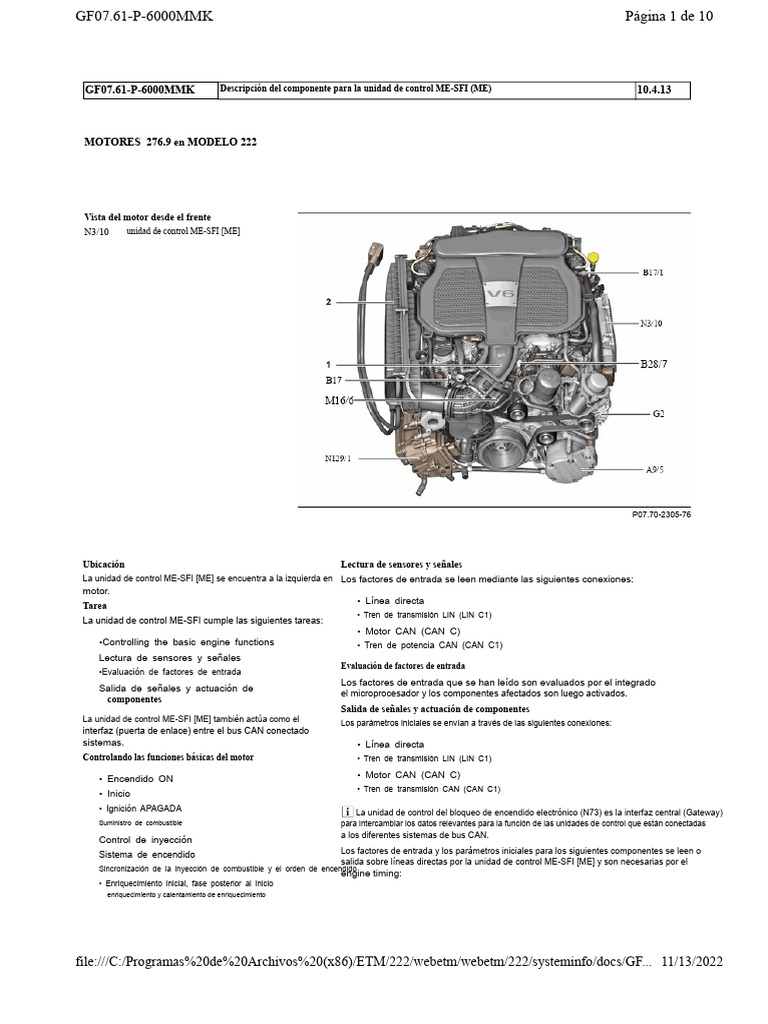 Control de Unidad ME-SFI para Motores 276.9 | PDF | Resistor ...