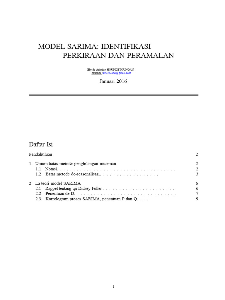 Model SARIMA untuk Peramalan Musiman | PDF