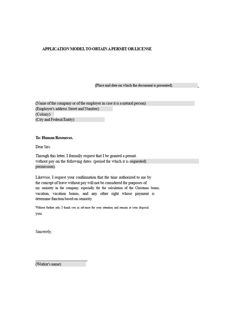 Permit Request Application Template | PDF