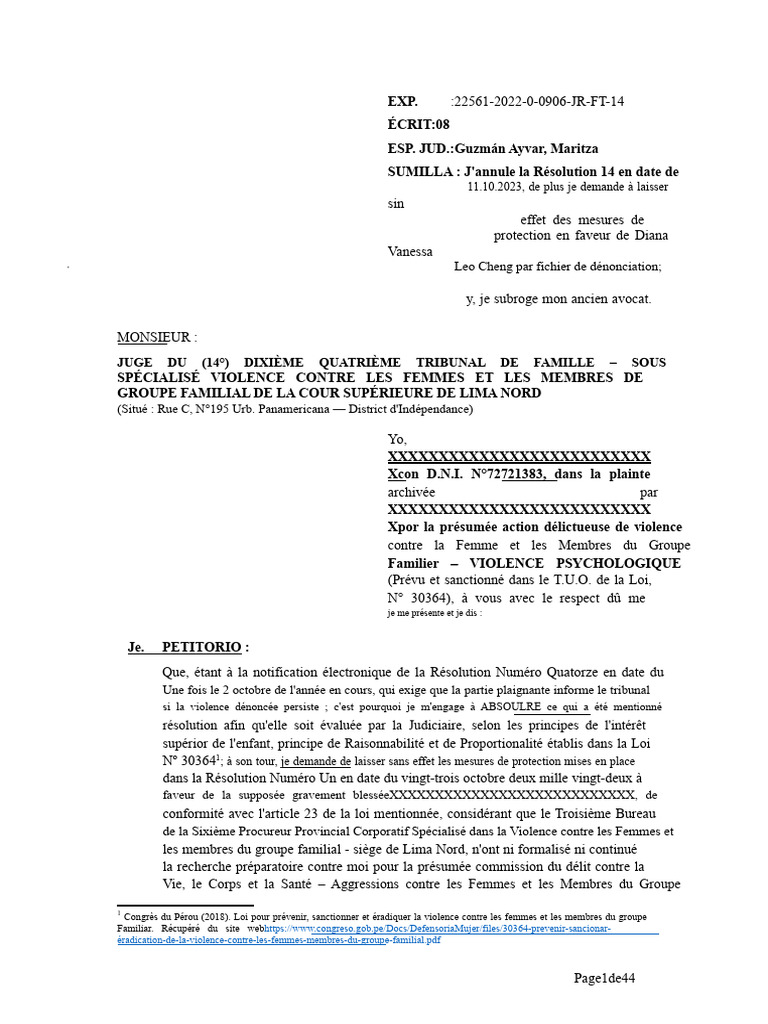 Annulation de mesures de protection judiciaire | PDF | Plainte ...