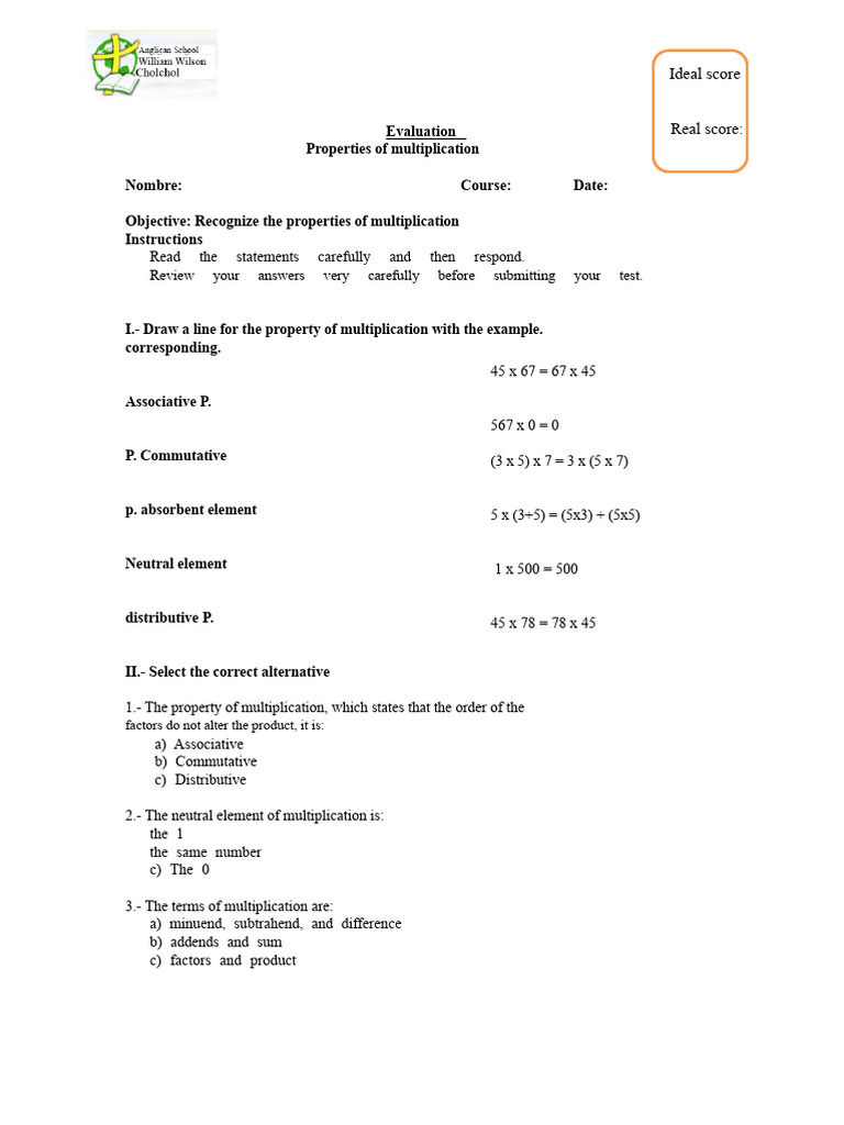 Understanding Multiplication Properties | PDF | Multiplication ...