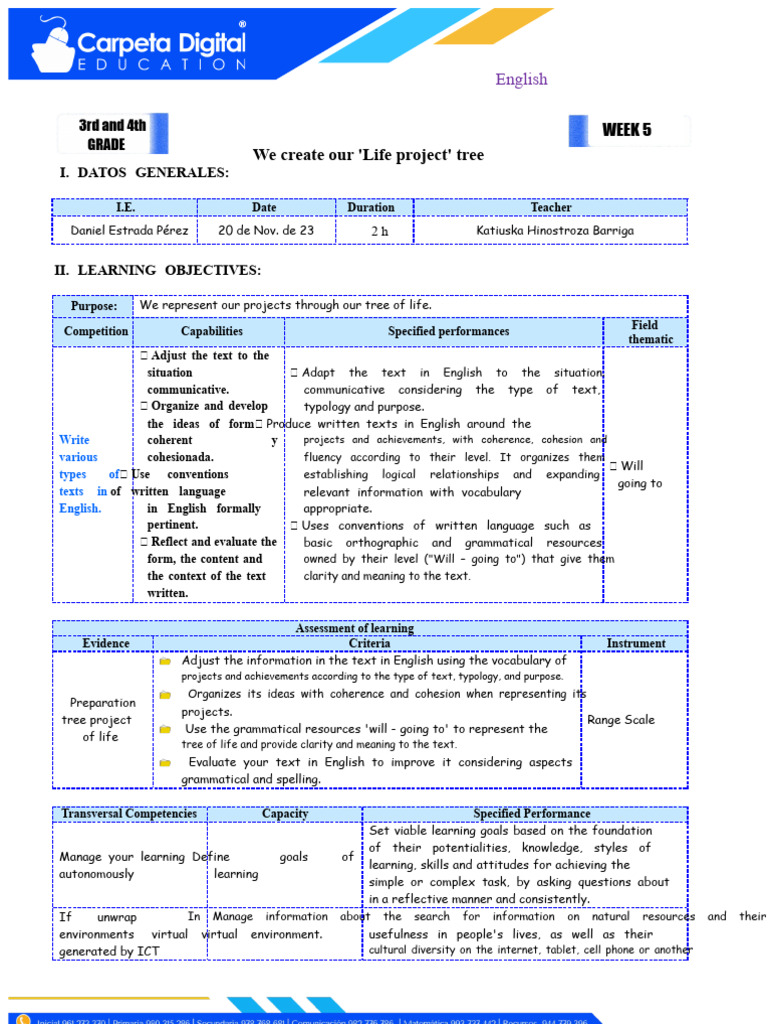 3rd and 4th - LEARNING - SESSION 5-SEM.5-EXP.7-ENGLISH | PDF | English ...