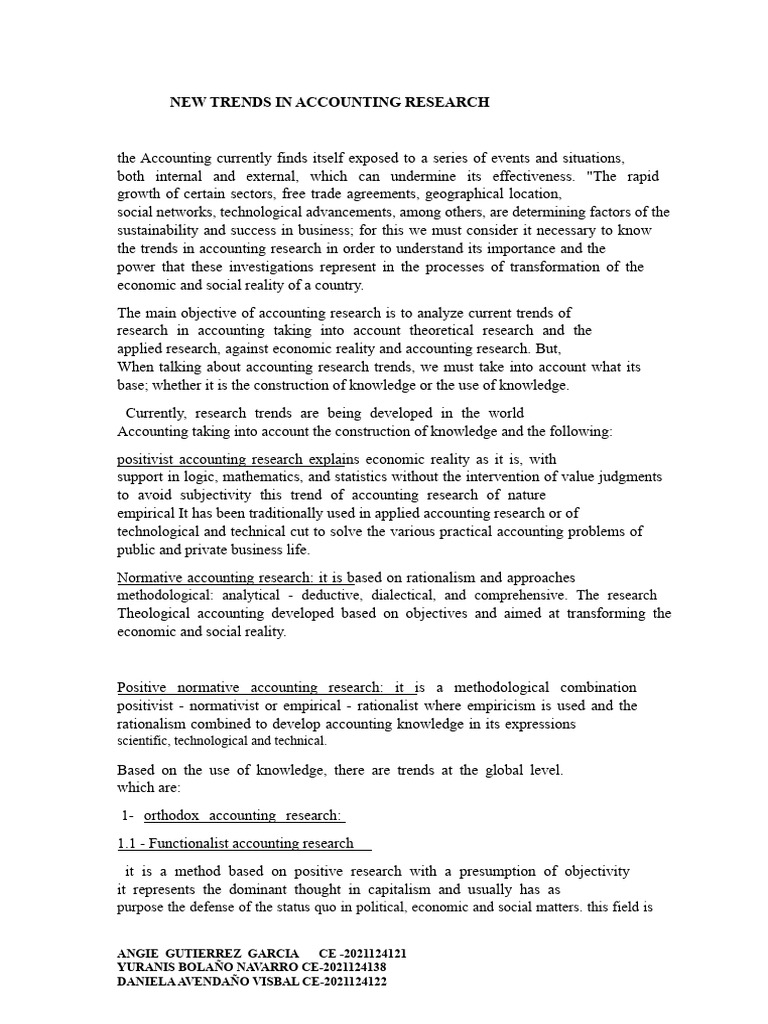 New Trends in Accounting Research | PDF | Positivism | Knowledge