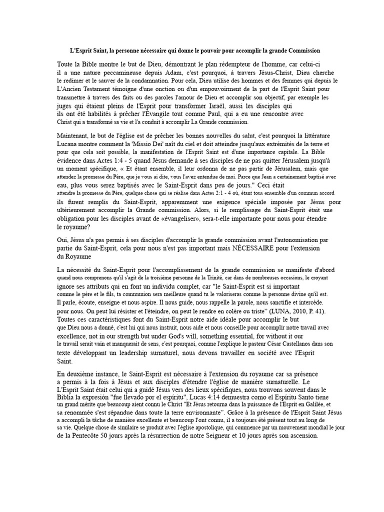 Importance de l'Esprit Saint dans la Mission | PDF | Saint-Esprit ...