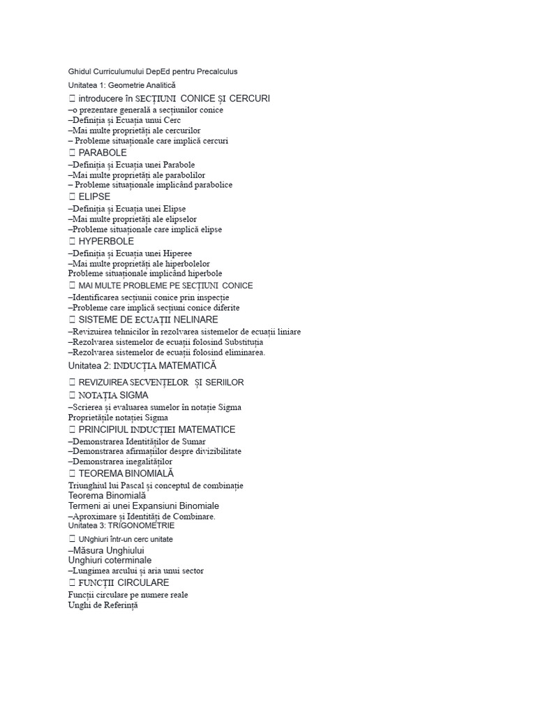 Ghidul Curricular DepEd Pentru Precalculus | PDF