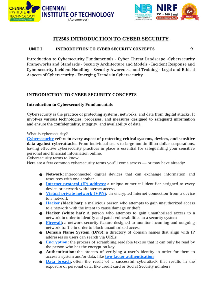 Cybersecurity Fundamentals Overview | PDF | Security | Computer Security