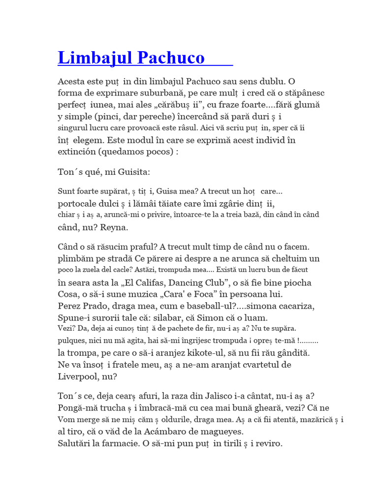Limbajul Pachuco | PDF
