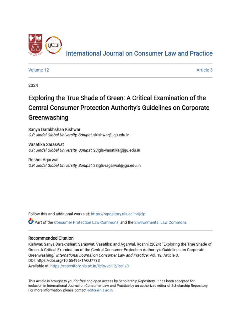 CCPA Guidelines On Corporate Greenwashing - Critical Examination | PDF ...