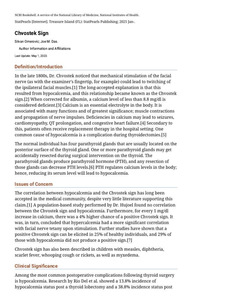 Understanding the Chvostek Sign | PDF | Parathyroid Gland | Endocrine ...