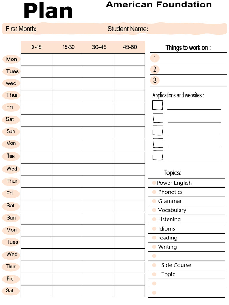 Study Plan Template New | PDF