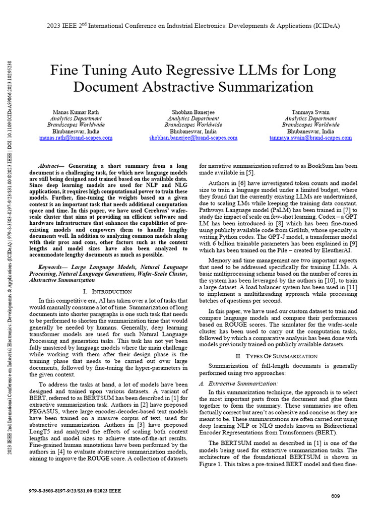 Fine-Tuning LLMs for Document Summarization | PDF | Computing