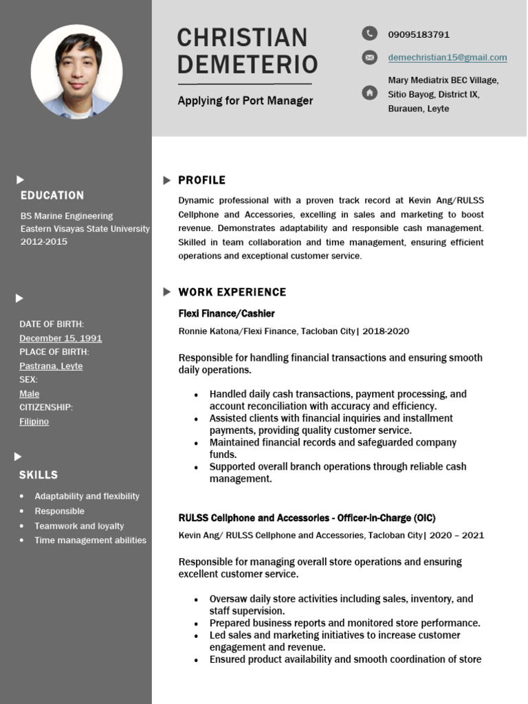 Port Manager Application - Christian Demeterio | PDF | Business ...