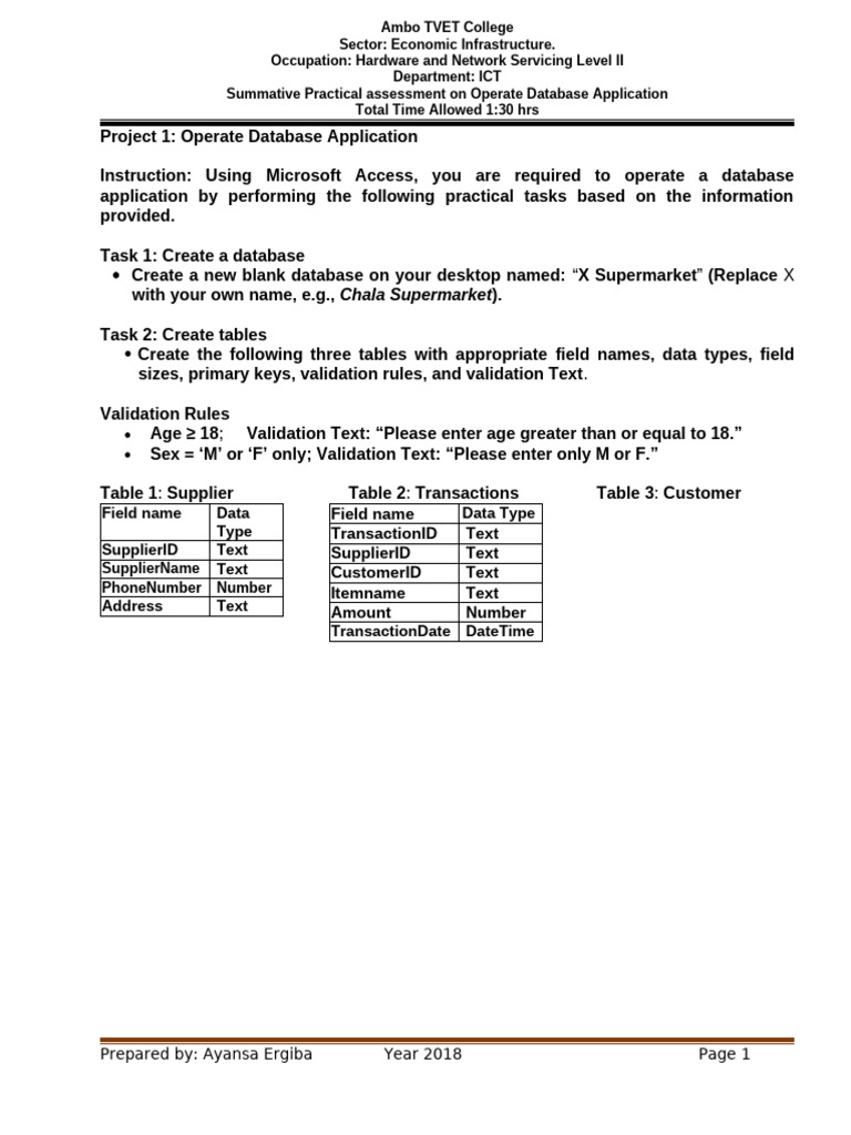 Database Application Assessment Guide | PDF | Databases | Data Management