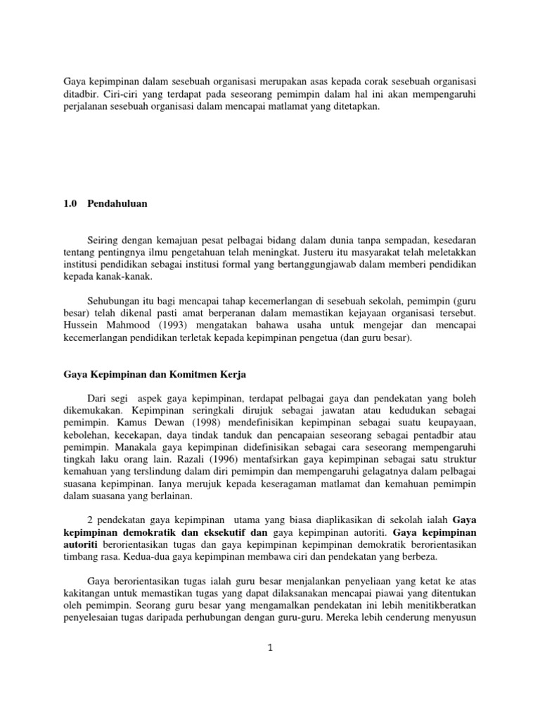 Gaya Kepimpinan Guru Besar Wanita