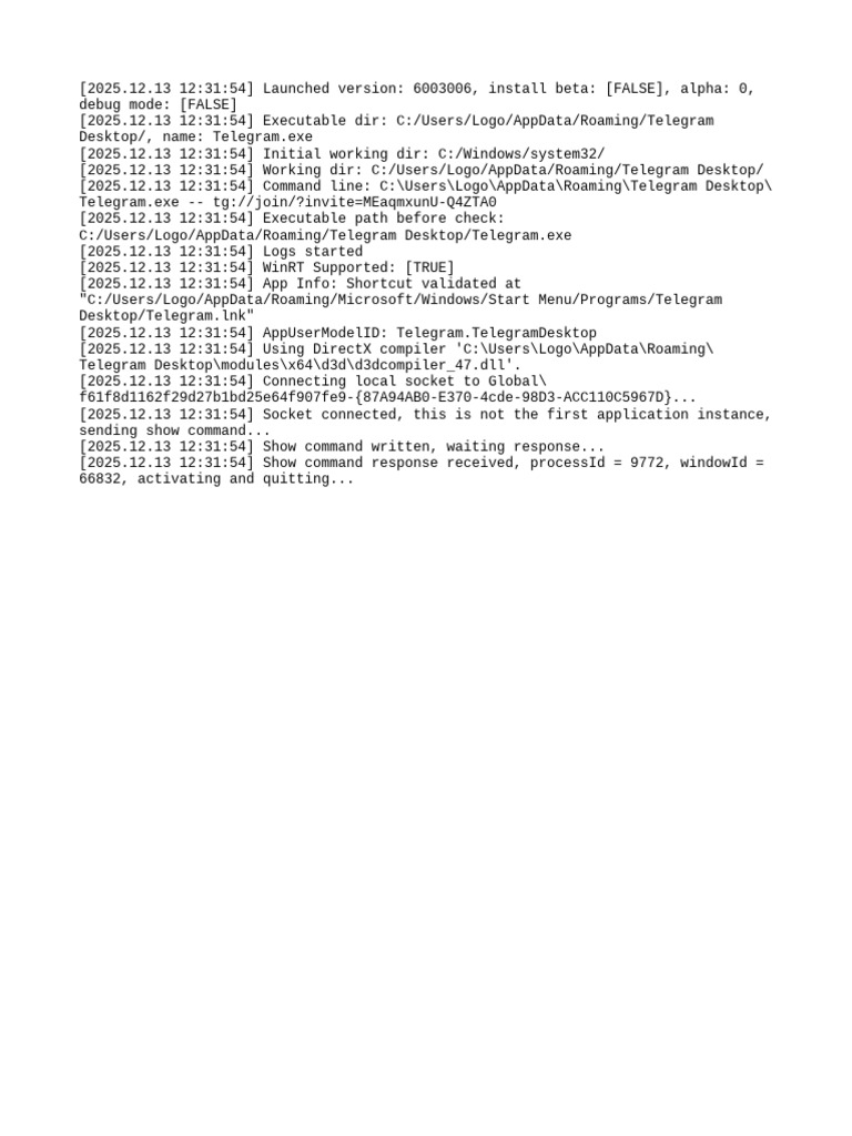 Telegram Desktop Launch Log Details | PDF