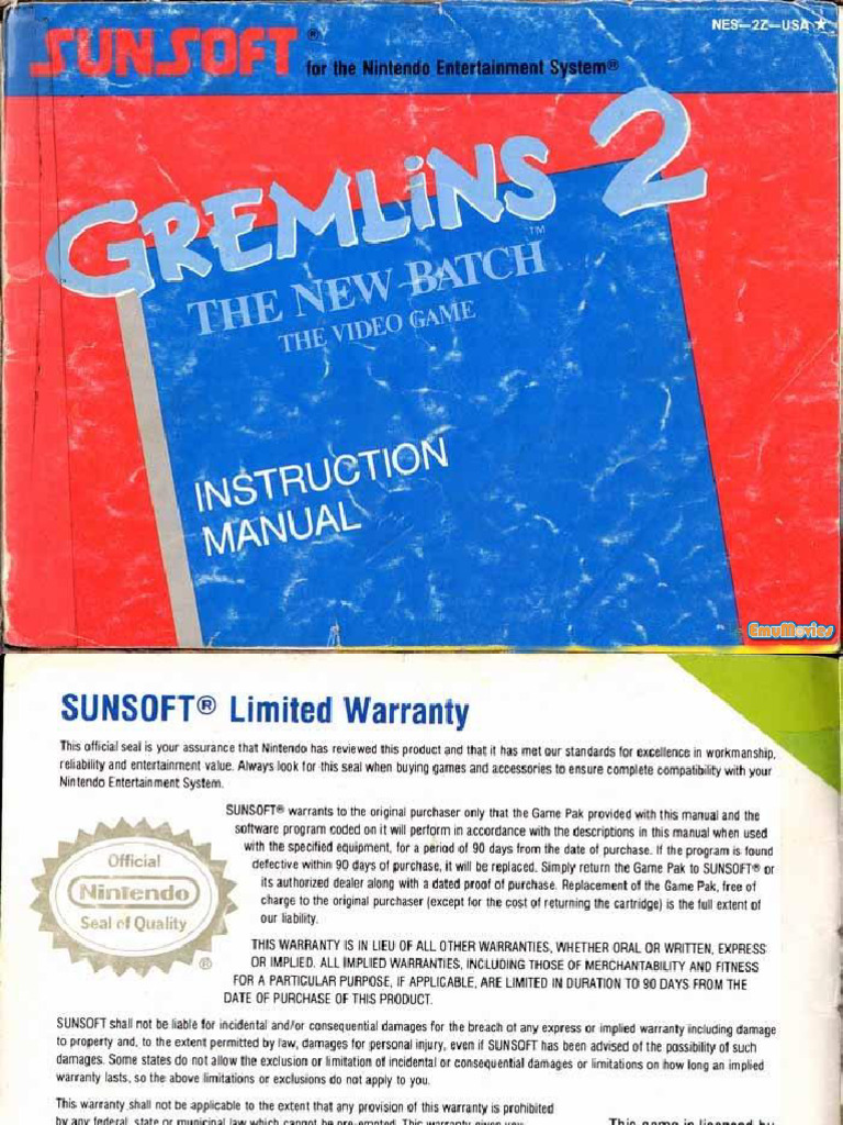 Gremlins 2 - The New Batch (USA) - Manual | PDF