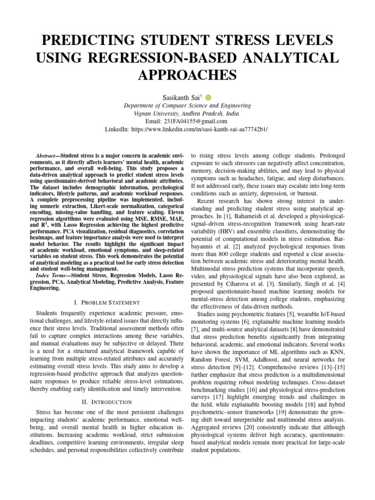 Predicting Student Stress with Regression | PDF | Machine Learning ...