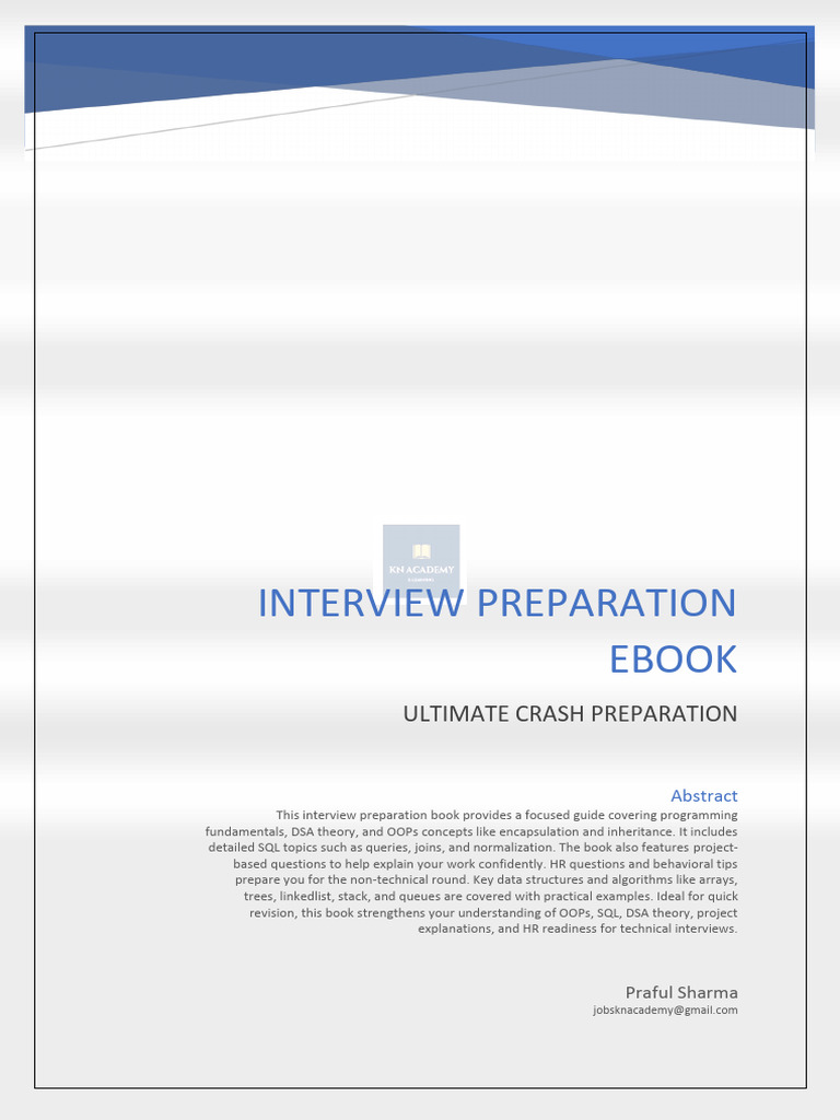 Interview Prep: OOP, SQL & DSA Guide | PDF | Method (Computer ...