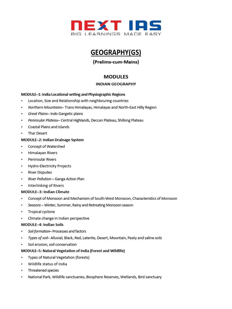 Indian Geography Study Modules | PDF | Oceans | Rock (Geology)