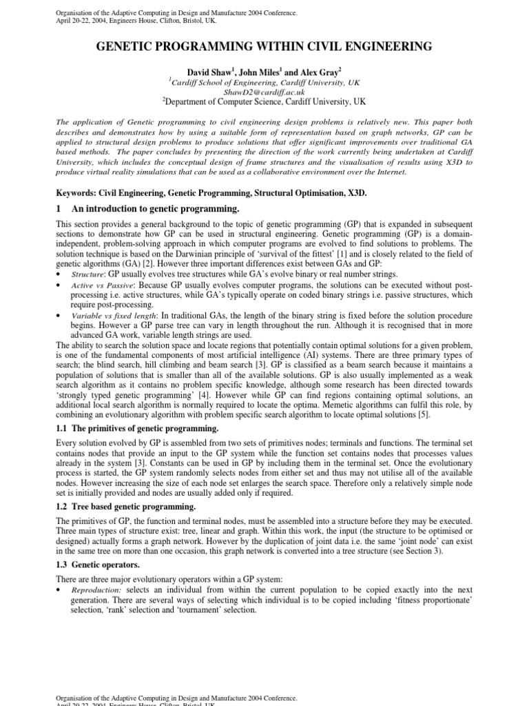 Genetic Programming in Civil Engineering | PDF