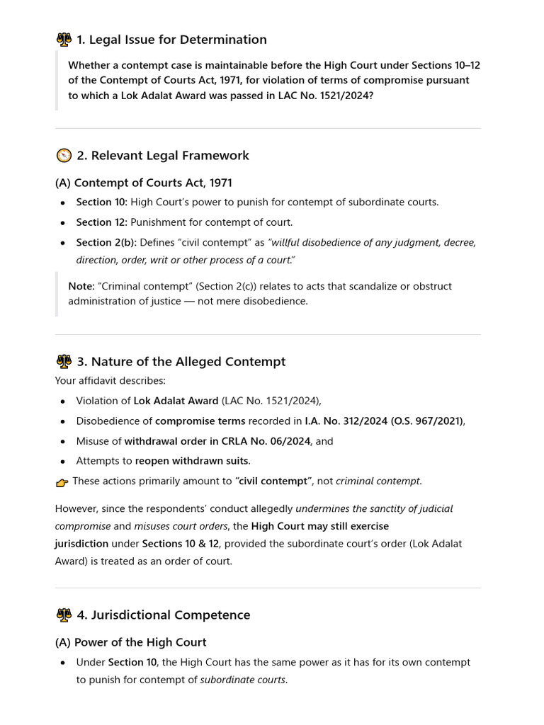 Contempt case maintainability | PDF | Contempt Of Court | Legal Procedure