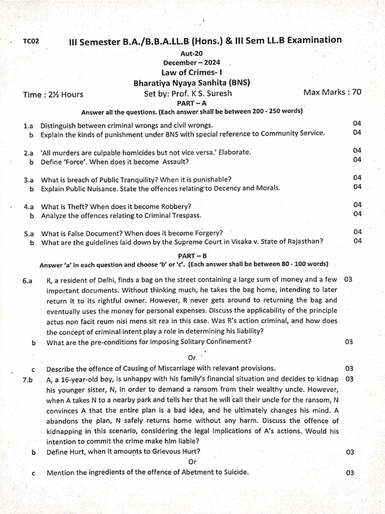BNS Pyq 4 | PDF