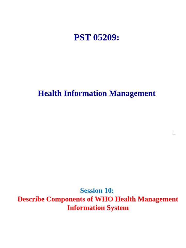 WHO Health Management Info System Guide | PDF | Information | System