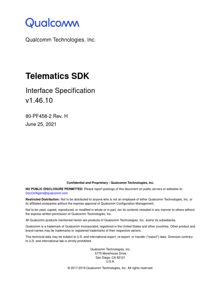 Telematics SDK Interface Specification | PDF | Computer Networking ...