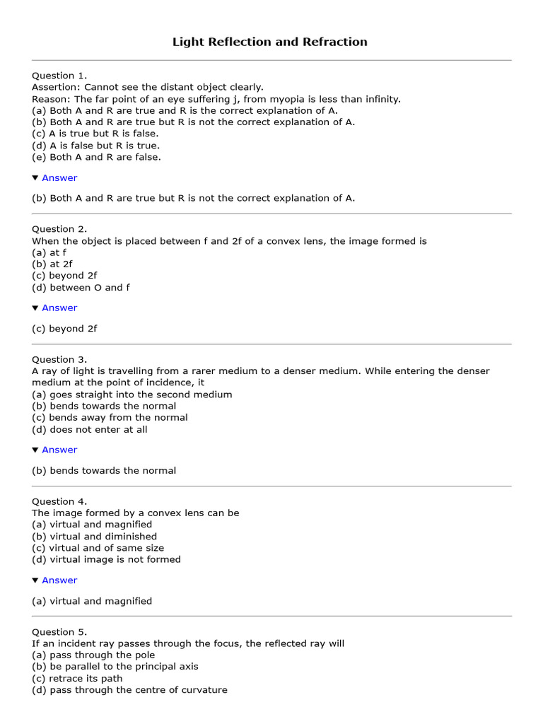 Light Reflection and Refraction Concepts | PDF | Mirror | Optics