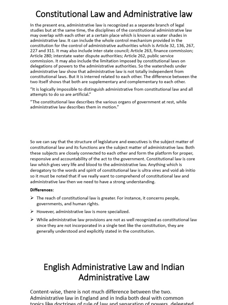 Constitutional vs Administrative Law Insights | PDF | Separation Of ...