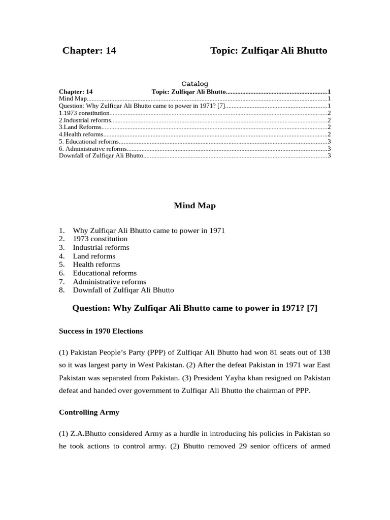 Zulfiqar Ali Bhutto: Rise and Reforms | PDF | Zulfikar Ali Bhutto ...
