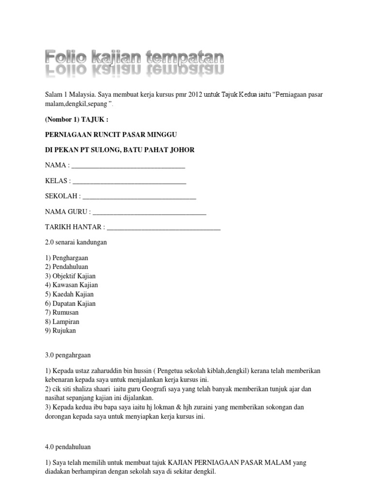 Contoh Surat Kebenaran Menjalankan Kerja Kursus