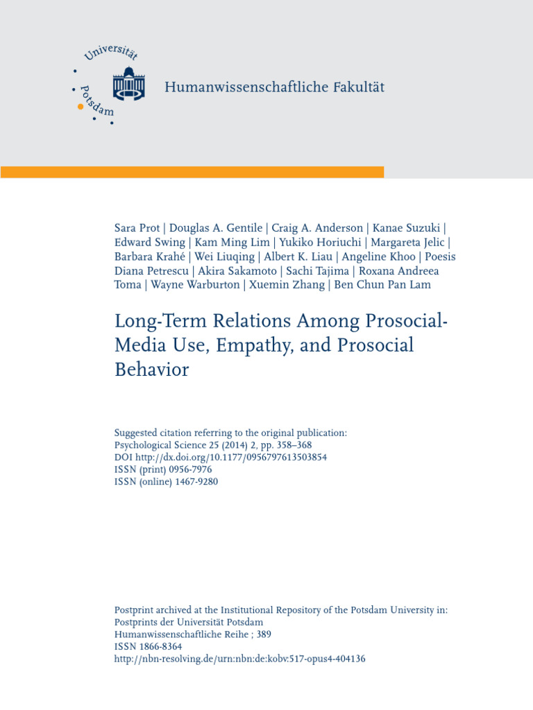 Prosocial Media's Impact on Empathy and Help | PDF | Empathy | Aggression