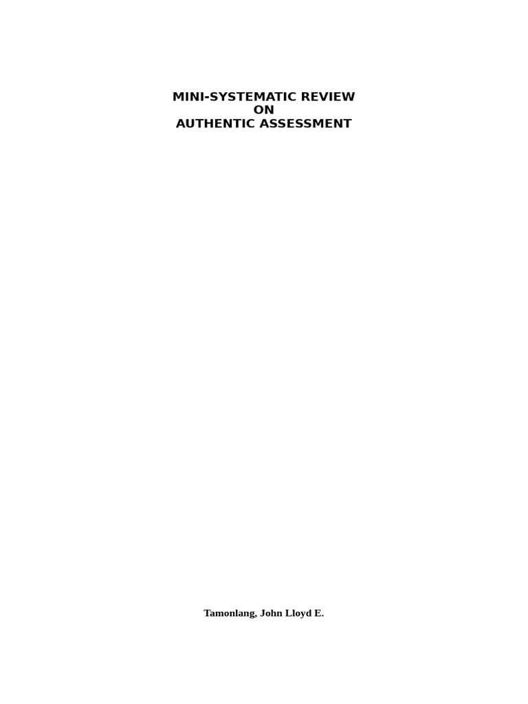 Mini-Review of Authentic Assessment Challenges | PDF | Educational ...