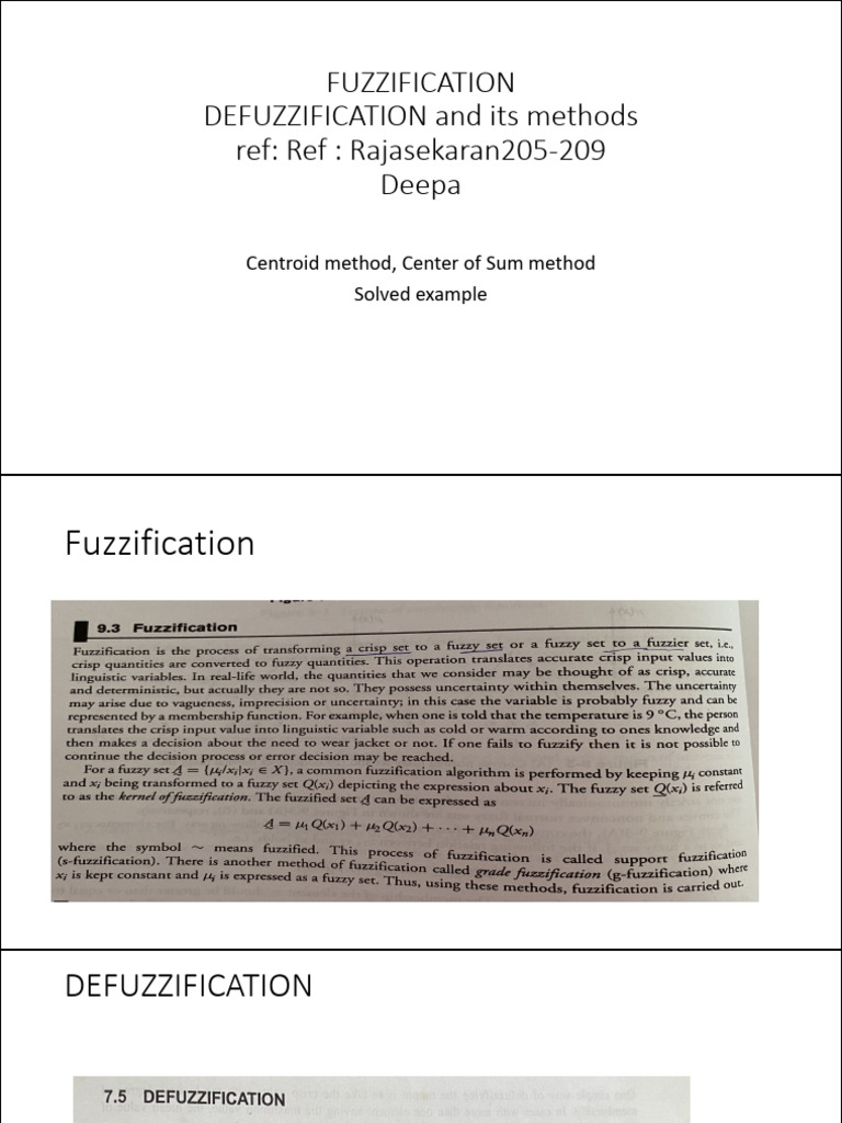 L8-9 Fuzzification and DeFuzzification and Methods | PDF