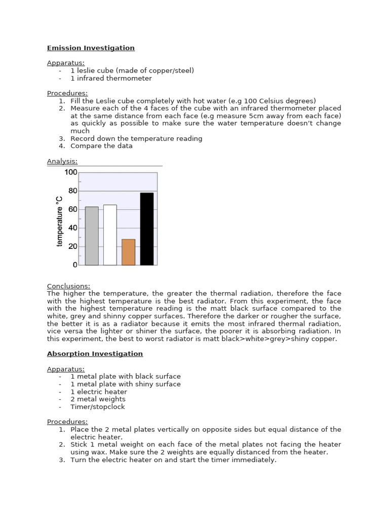 Thermal Radiation and Absorption Experiment | PDF