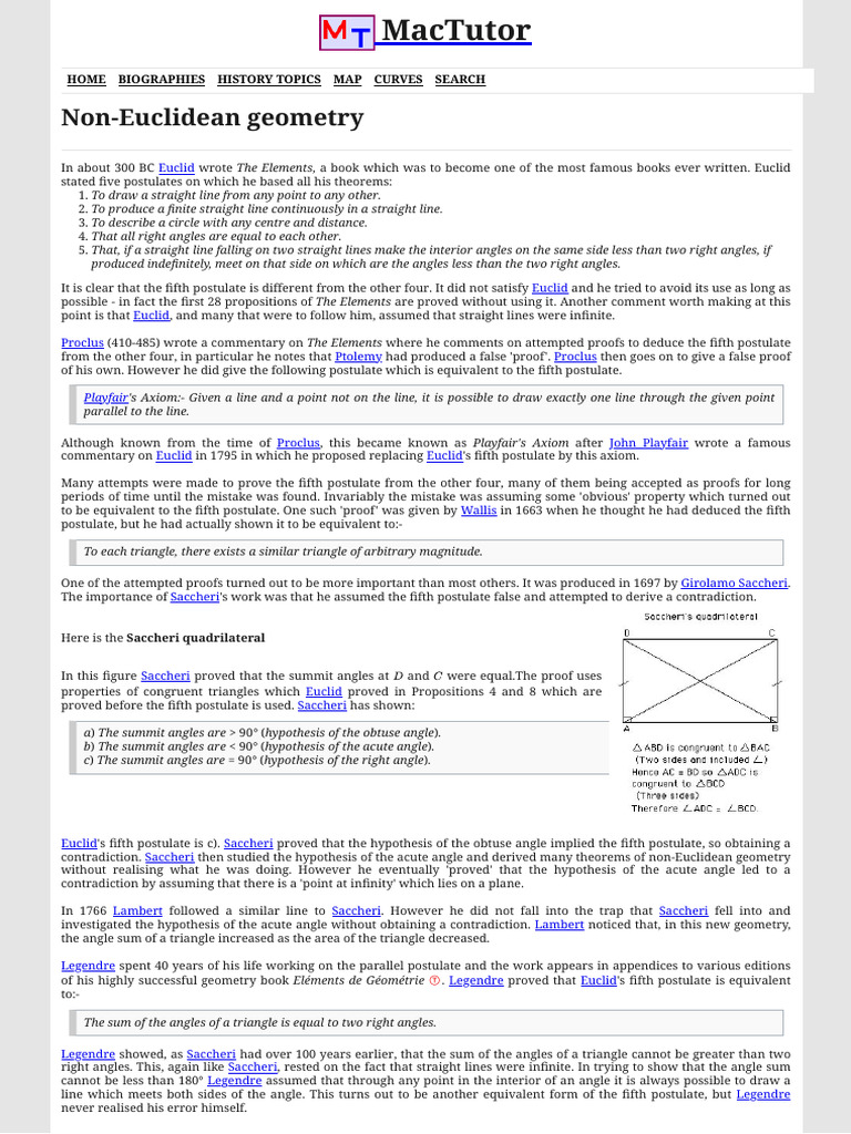Non-Euclidean Geometry | PDF | Axiom | Line (Geometry)
