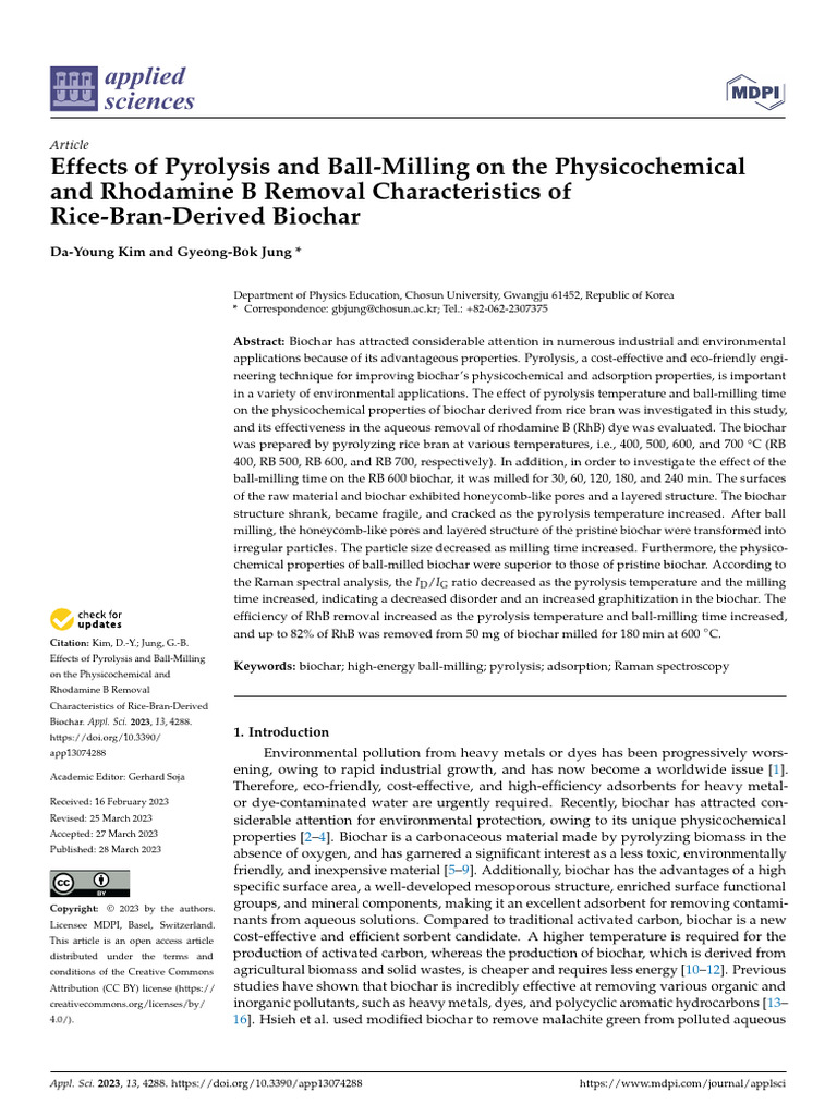 Biochar from Rice Bran: Pyrolysis & Milling Effects | PDF | Pyrolysis ...