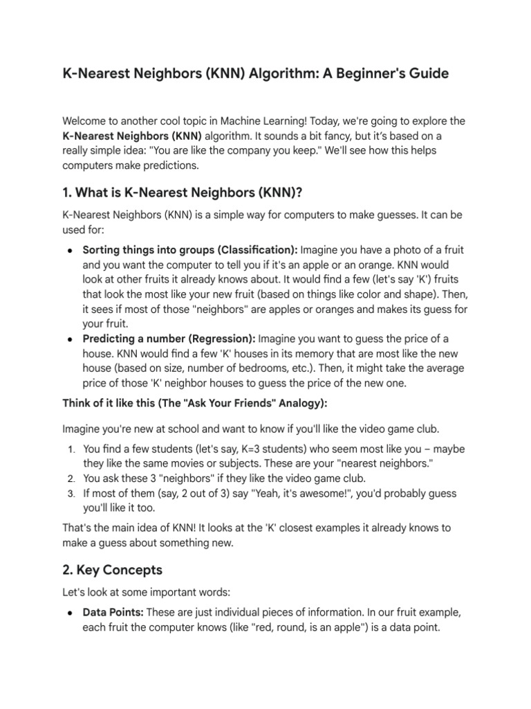K-Nearest Neighbors (KNN) Explained | PDF | Applied Mathematics