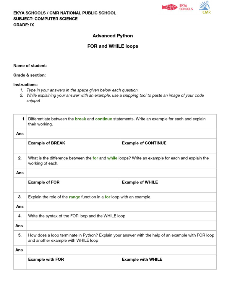 Advanced Python: Loops and Control Statements | PDF