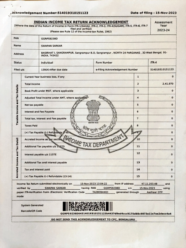 ITR 2023-24 | PDF
