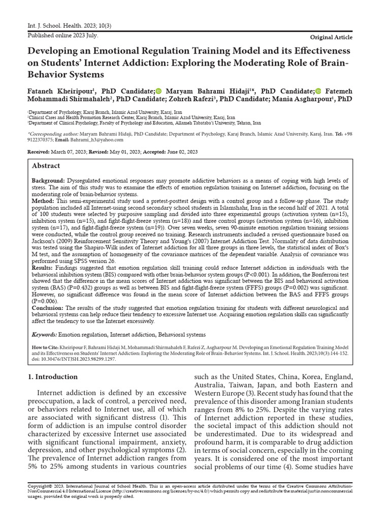 INTJSH Volume 10 Issue 3 Pages 144-153 | PDF | Psychology | Emotions