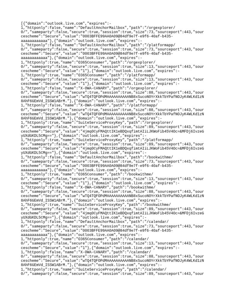 Outlook Live Cookie Details | PDF | Http Cookie