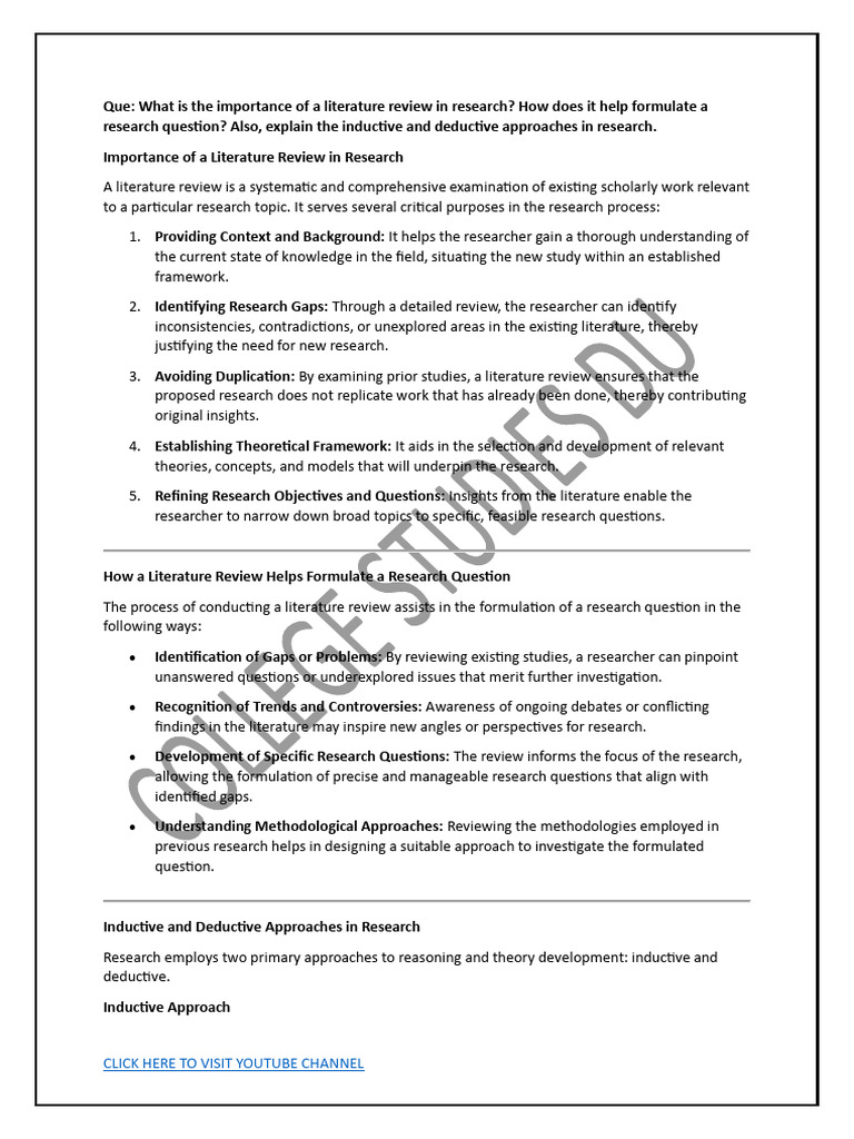 Importance of Literature Review in Research | PDF | P Value | Hypothesis