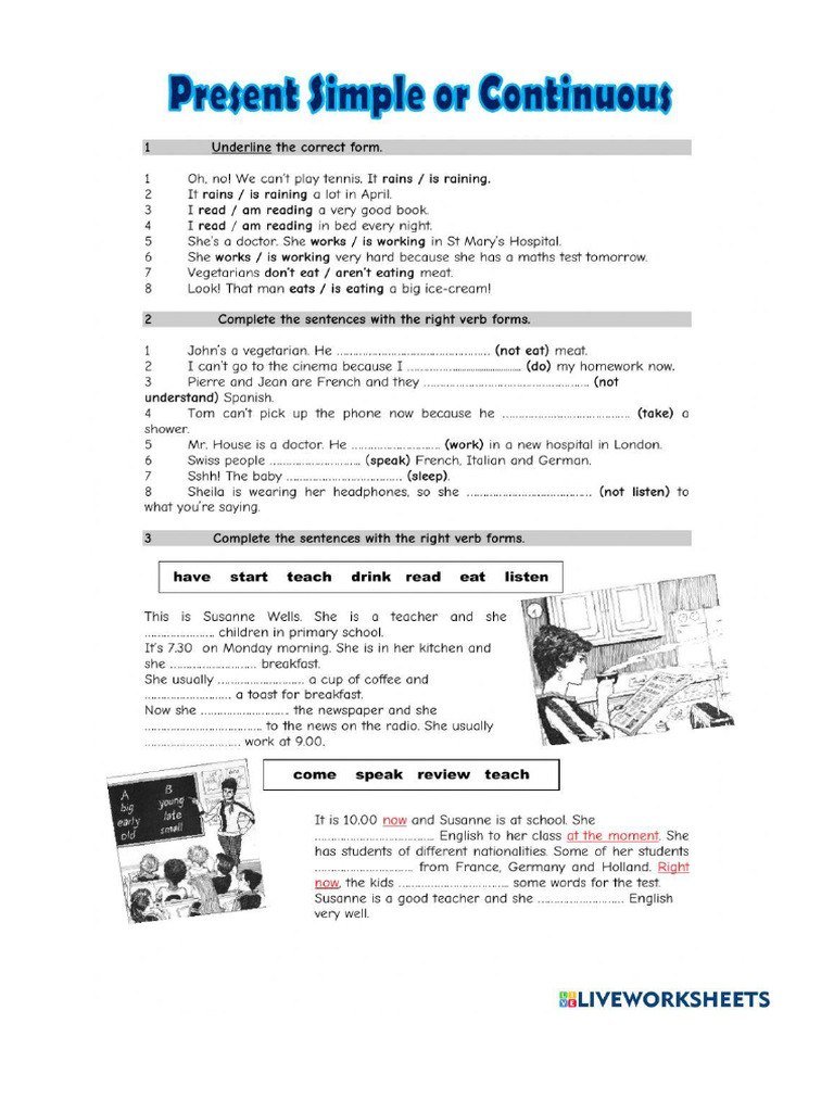 Present Simple and Continuous. | PDF