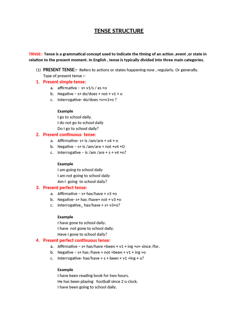 Tense Structure | PDF | Grammatical Tense | Linguistic Morphology