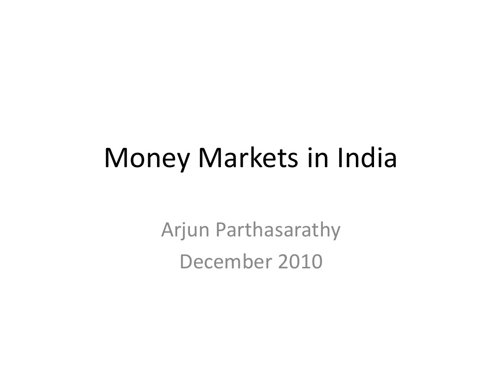 Indian Money Market Overview 2010 | PDF | Repurchase Agreement | Money ...