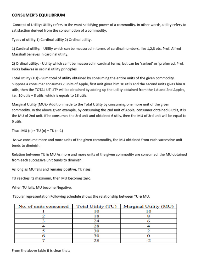 Understanding Consumer Equilibrium and Utility | PDF | Demand ...