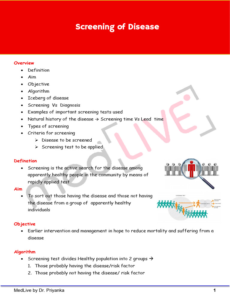 Screening of Disease | PDF | Sensitivity And Specificity | Screening ...