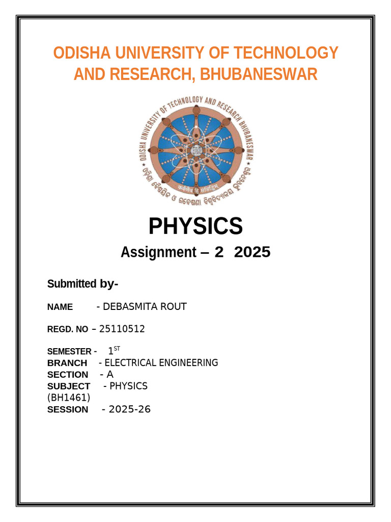 Physics Assignment | PDF